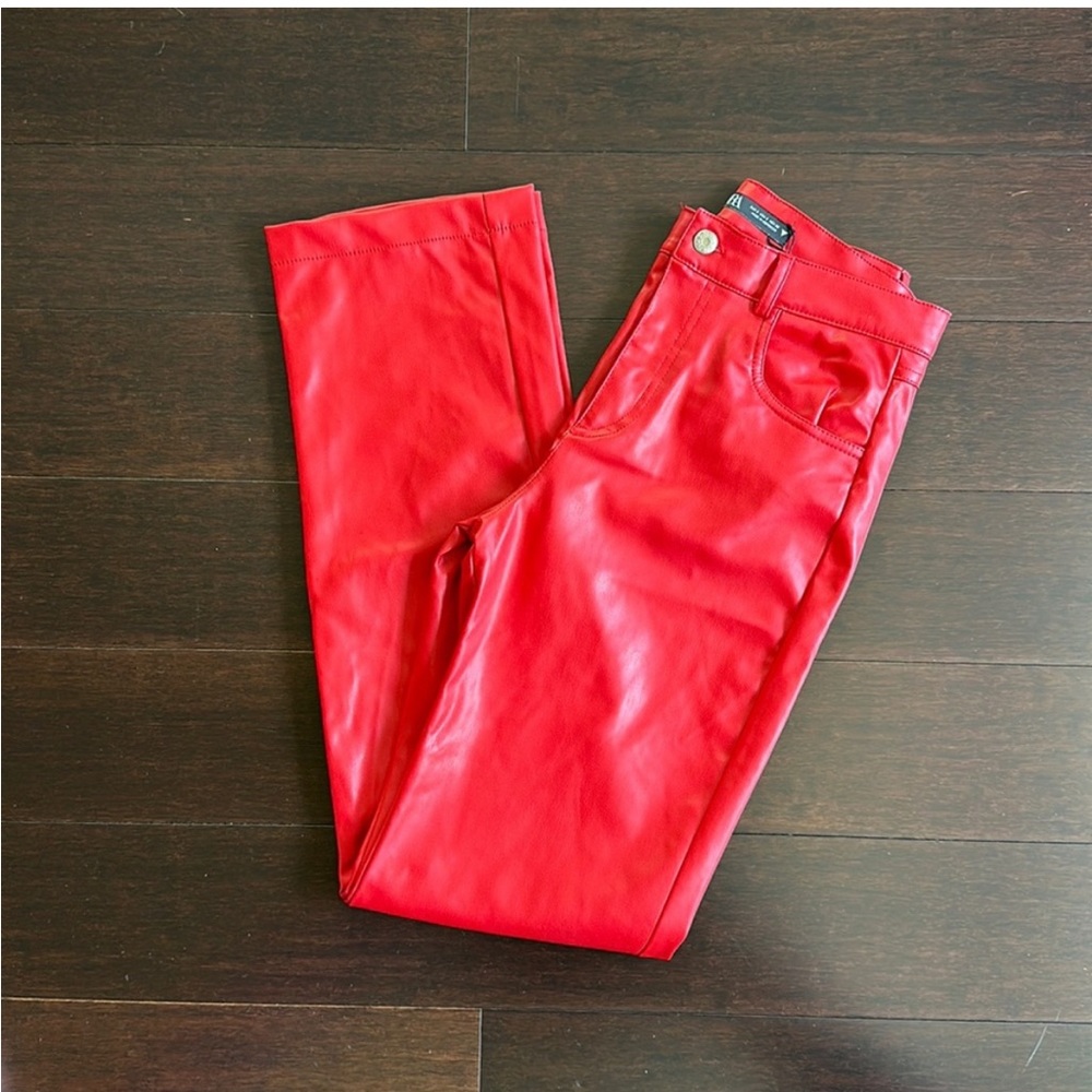 Zara Red (faux) Leather Pants